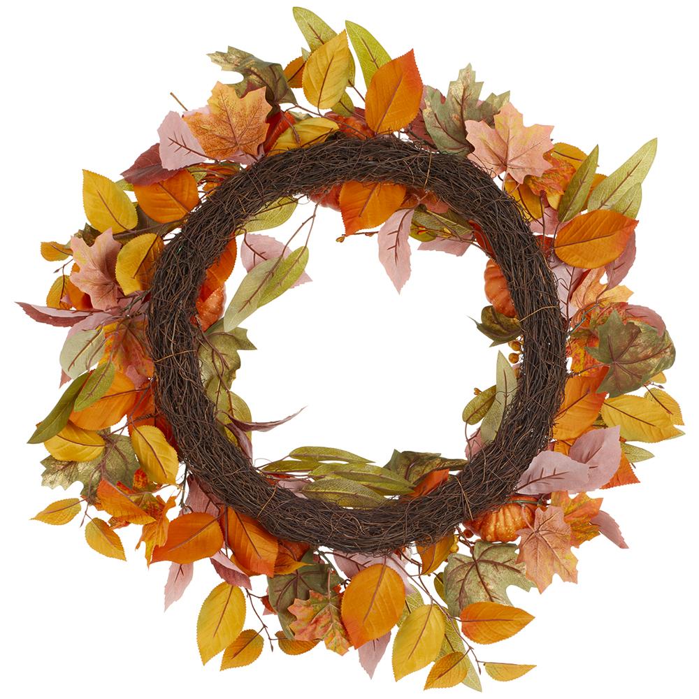 30" Pumpkin & Berry Artificial Wreath -Fall - Image 2
