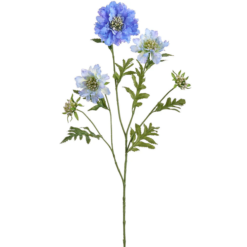 30" Scabiosa Silk Flower Stem -Blue (Pack of 12)