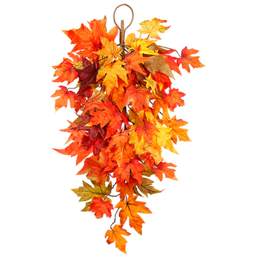 30" Silk Maple Leaf Door Teardrop Swag -Fall (Pack of 6)