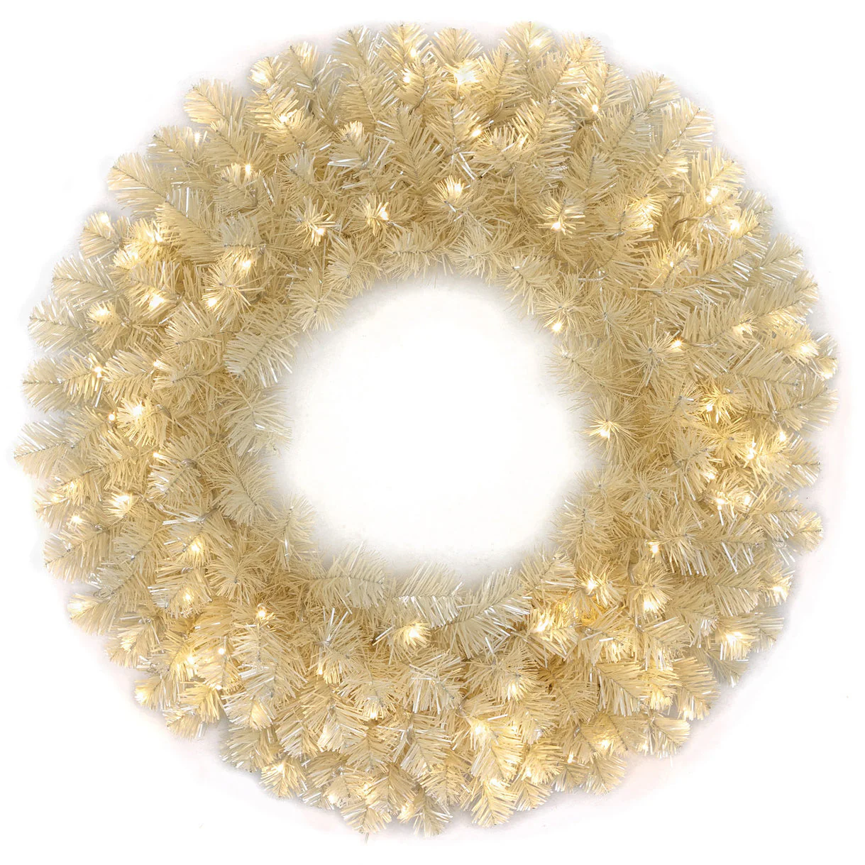 30" Tinsel Matt Vintage Artificial Wreath, Micro LED Pre-Lit -White