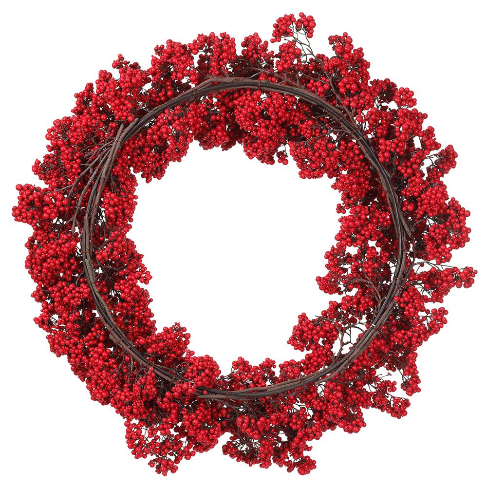 31.5" Artificial Berry Wreath -2 Tone Red - Image 2