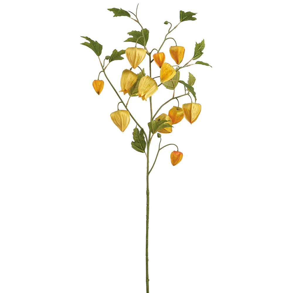 31.5" Artificial Chinese Lantern Flower Stem -Yellow/Orange (Pack of 12)