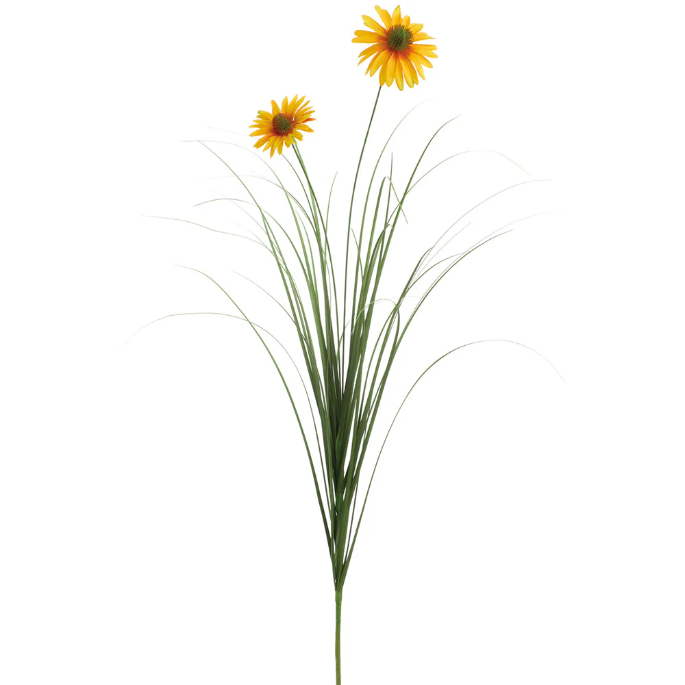 31.5" Rudbeckia Black-Eyed Susan & Grass Silk Flower Stem -Yellow (Pack of 20)