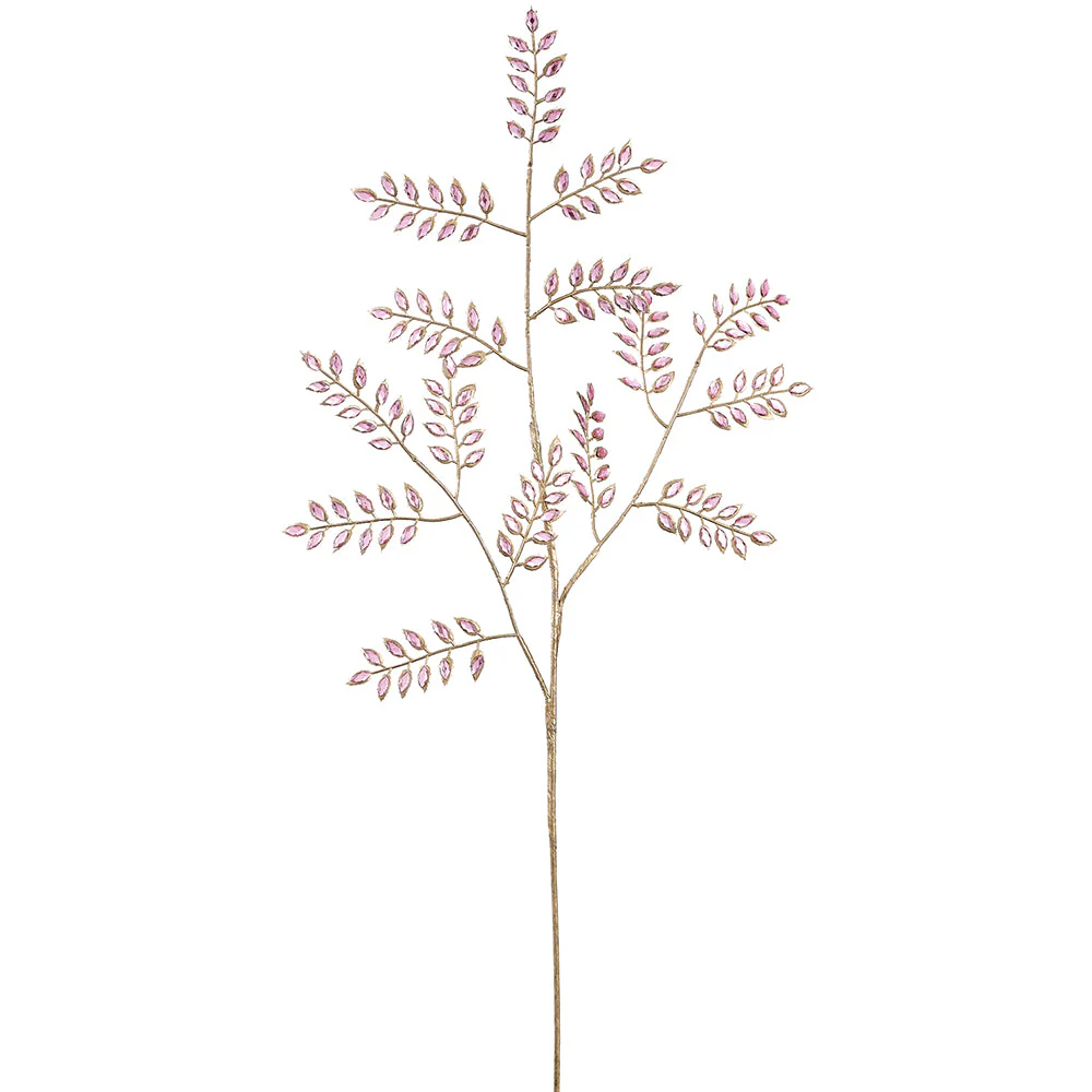 31" Artificial Rhinestone Leaf Stem -Pink (Pack of 12)