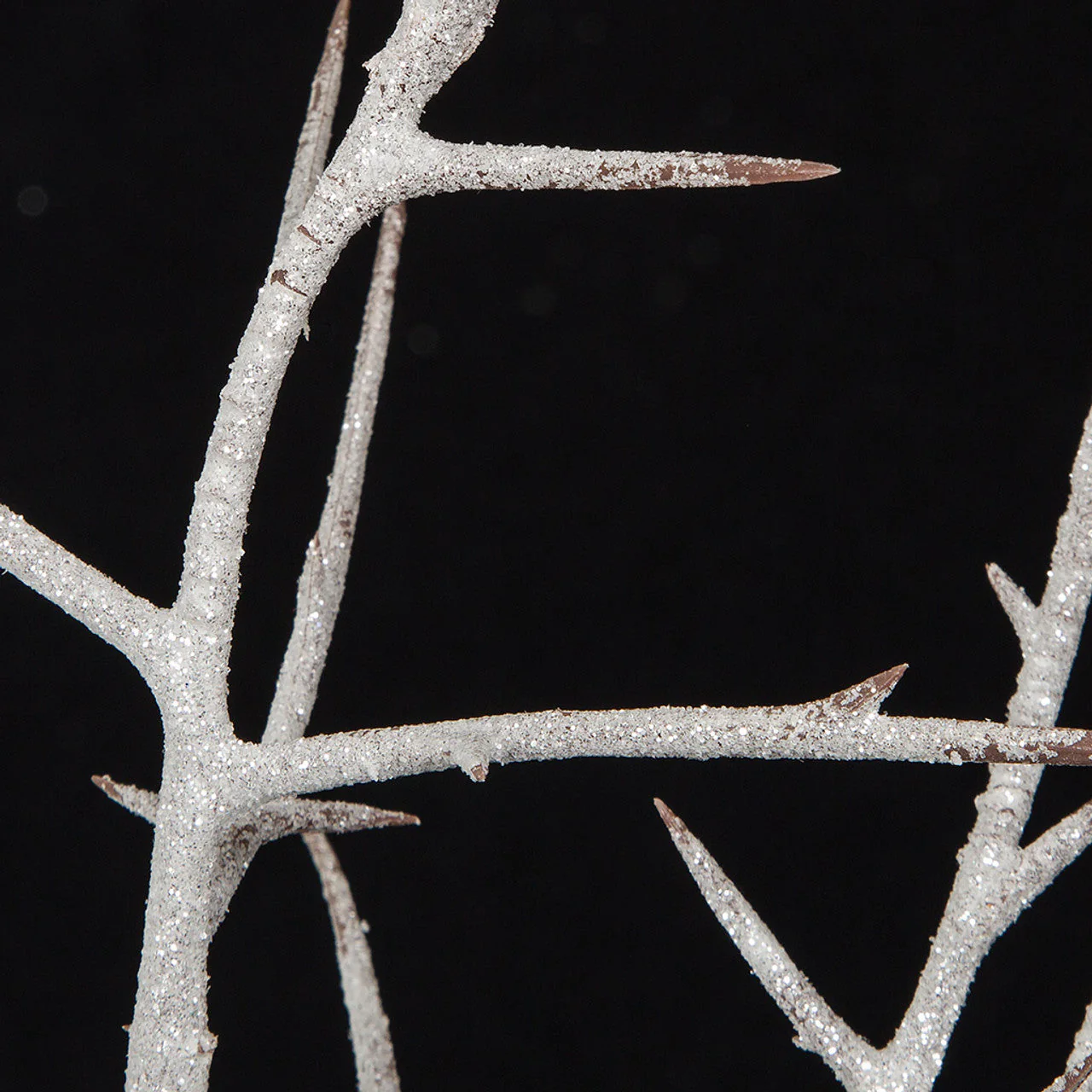 31" Frosted & Glittered Artificial Thorn Twig Stem -Silver/White (Pack of 4) - Image 3