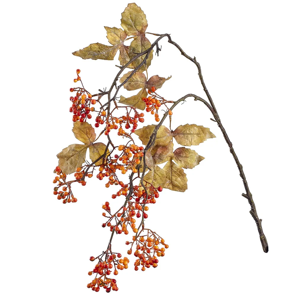 31" Hanging Artificial Berry Stem -Orange (Pack of 6)