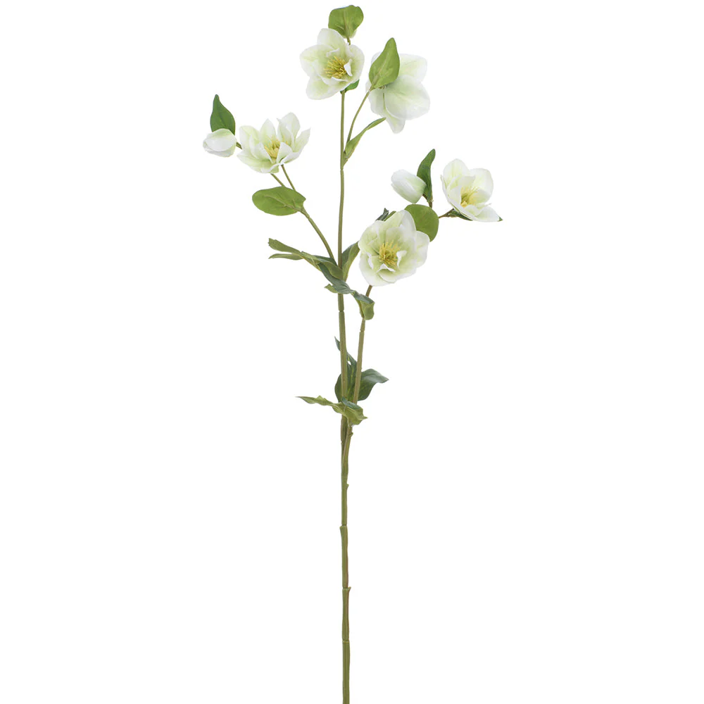 31" Helleborus Silk Flower Stem -Cream/Green (Pack of 12)