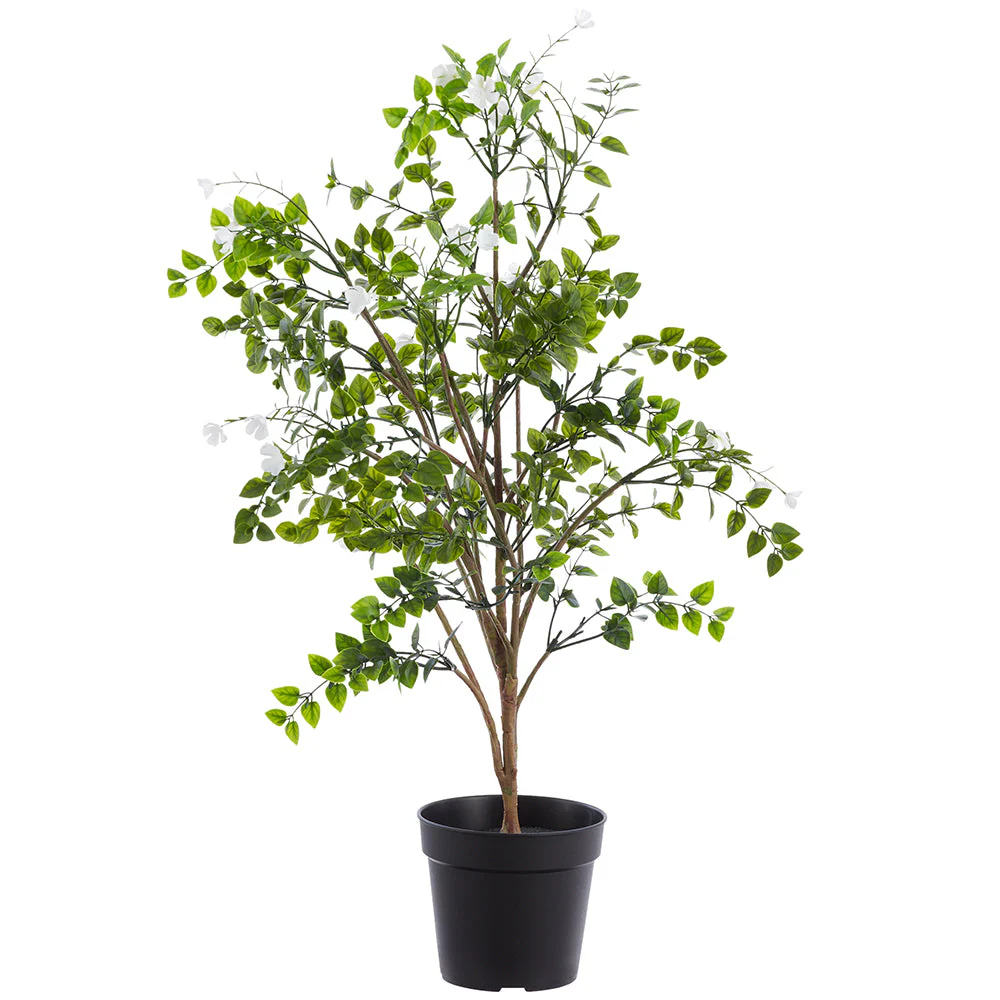 31" Outdoor UV-Resistant Artificial Flowering Blossom Tree w/Pot -White (Pack of 4)