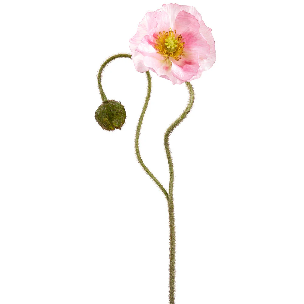 31" Poppy With Bud Silk Flower Stem -Pink (Pack of 12)