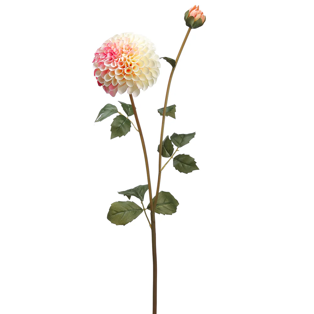 31" Silk Dahlia Flower Stem -Pink/Cream (Pack of 12)