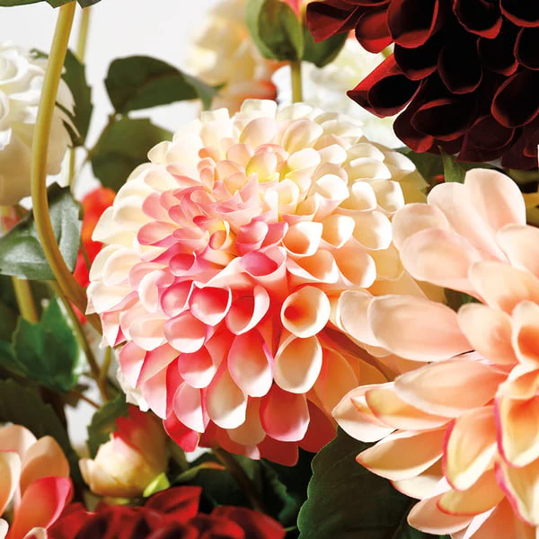31" Silk Dahlia Flower Stem -Pink/Cream (Pack of 12) - Image 2