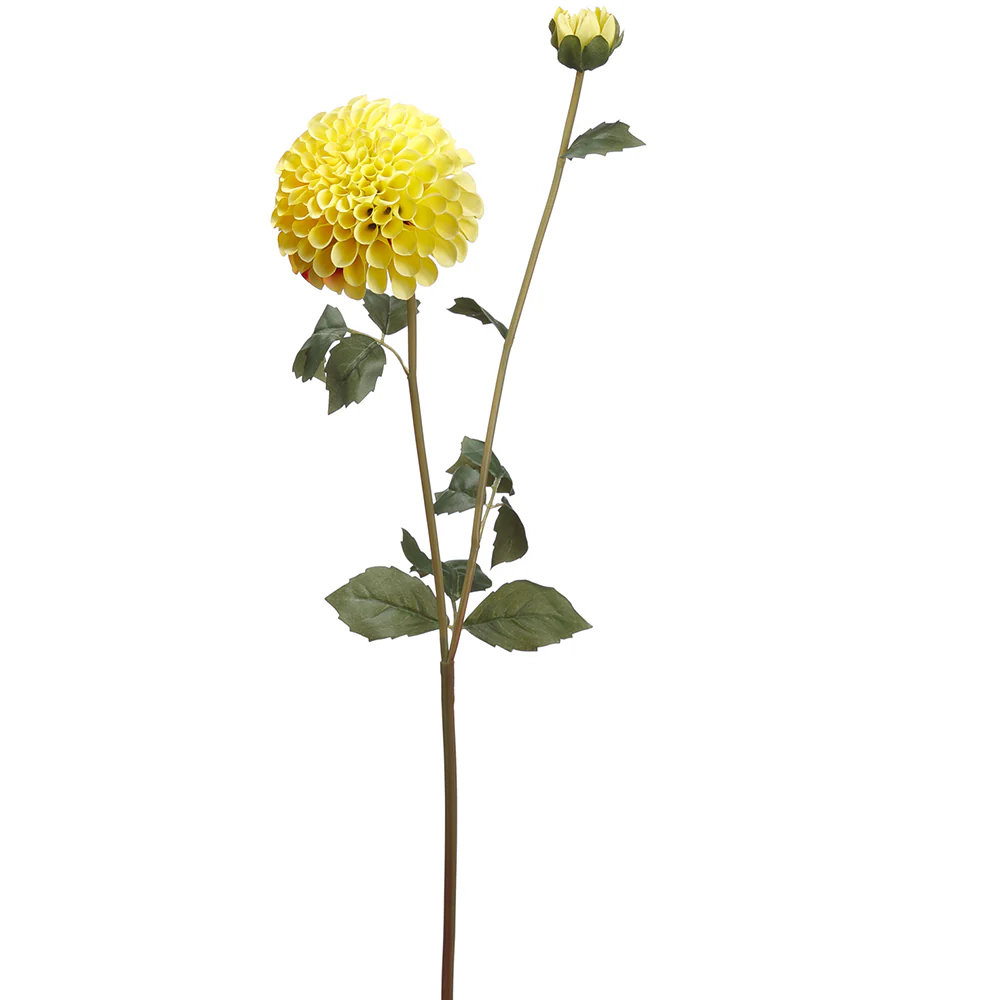 31" Silk Dahlia Flower Stem -Yellow/Red (Pack of 12)
