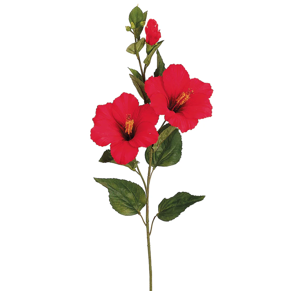 31" Silk Hibiscus Flower Spray -Red (Pack of 12)