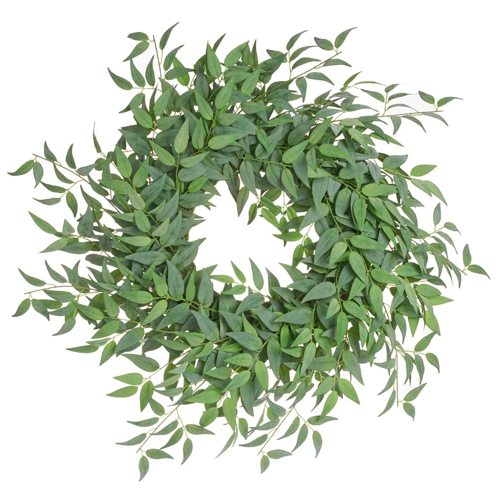 31" Silk Italian Ruscus Leaf Wreath -Green/Gray (Pack of 2)
