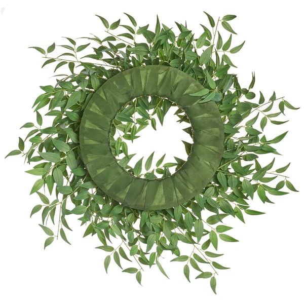 31" Silk Italian Ruscus Leaf Wreath -Green/Gray (Pack of 2) - Image 2