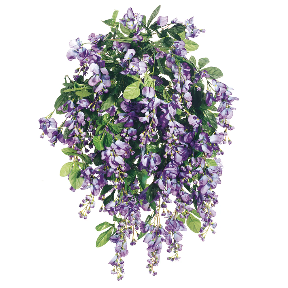 31" Silk Wisteria Hanging Flower Bush -Violet/Blue (Pack of 4)