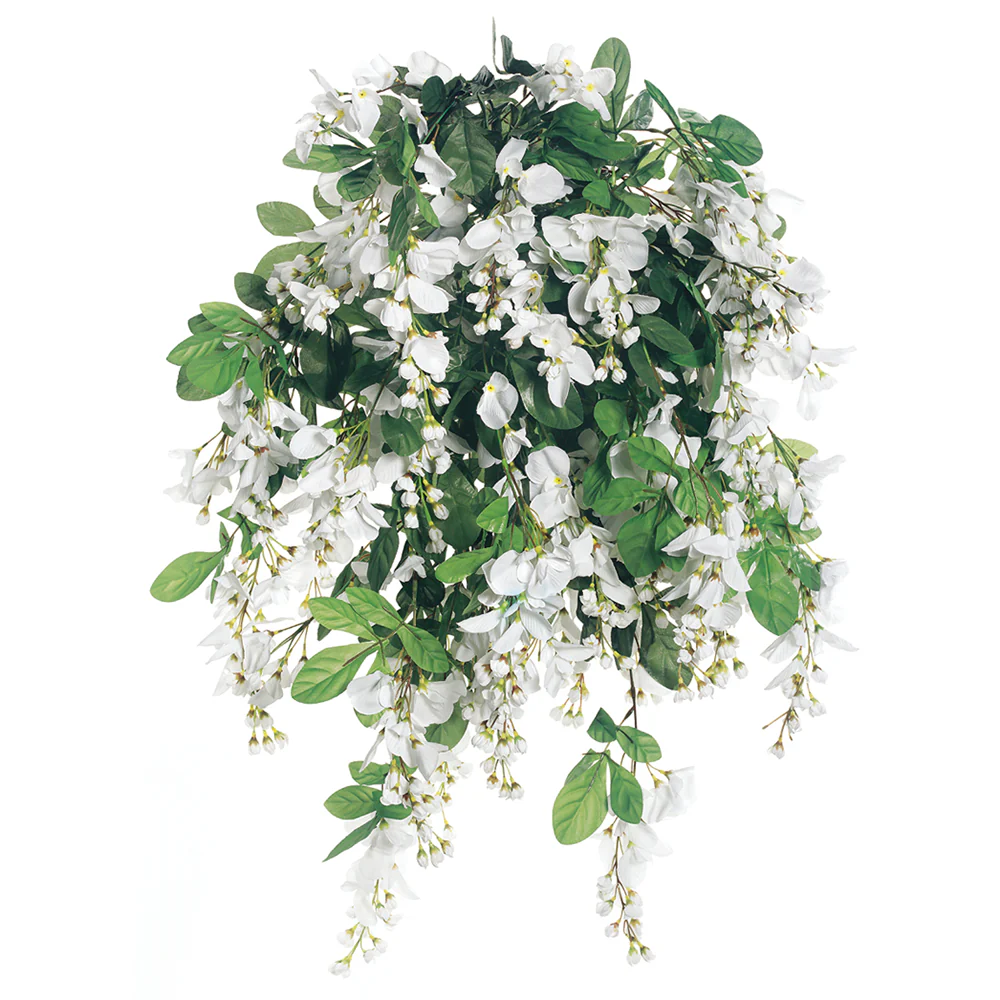 31" Silk Wisteria Hanging Flower Bush -White (Pack of 4)