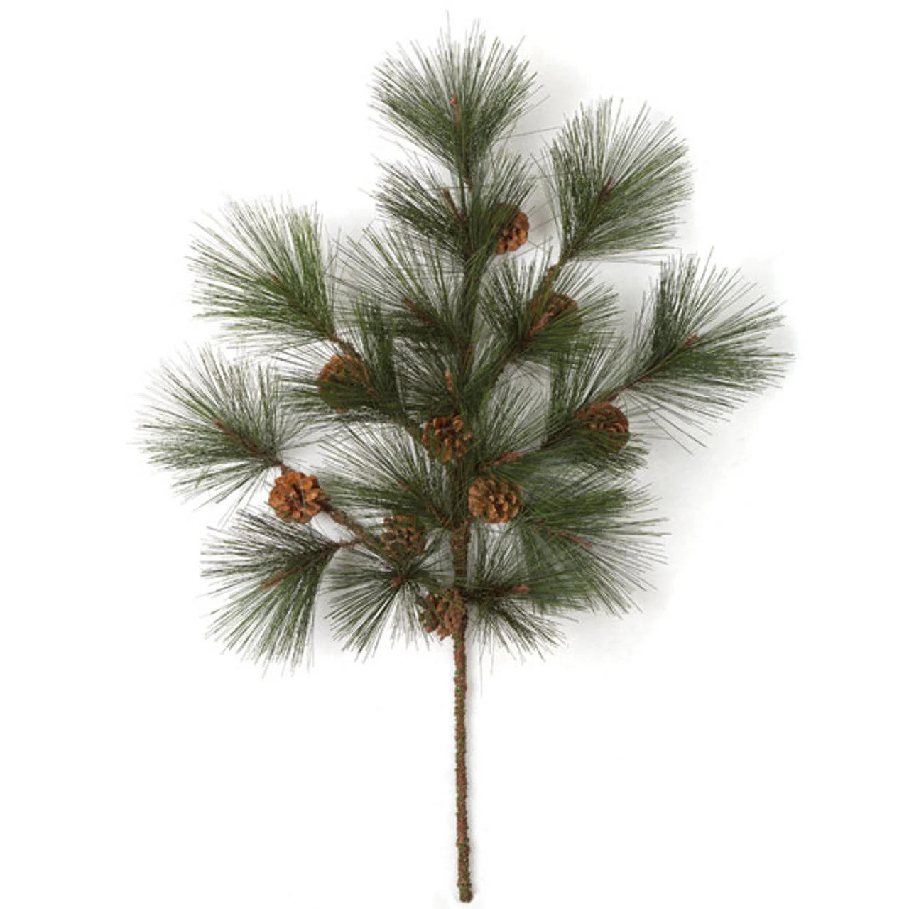 32" Artificial Long Needle Pine & Pinecone Stem -Green (Pack of 6)