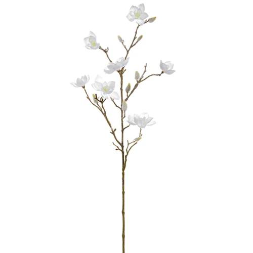 32" Frosted Mini Artificial Magnolia Flower Stem -Cream (Pack of 12)