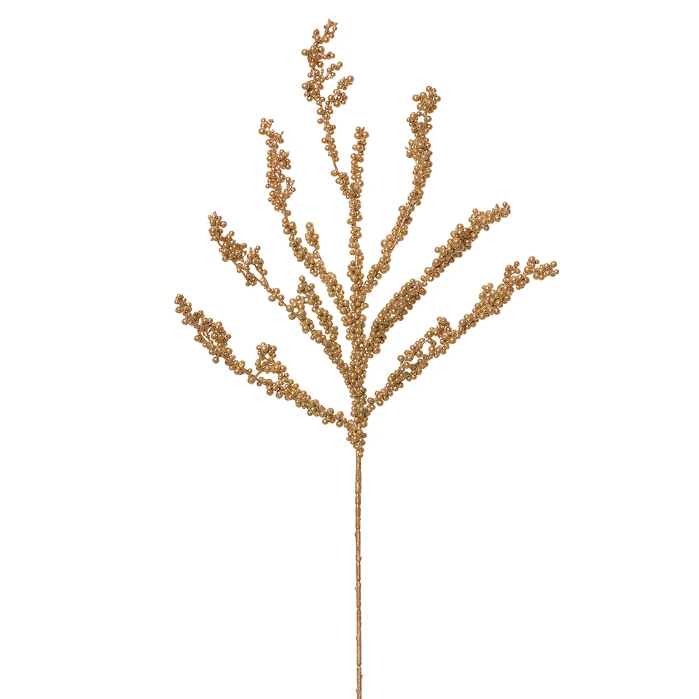 32" Glittered Artificial Berry Stem -Gold (Pack of 12)