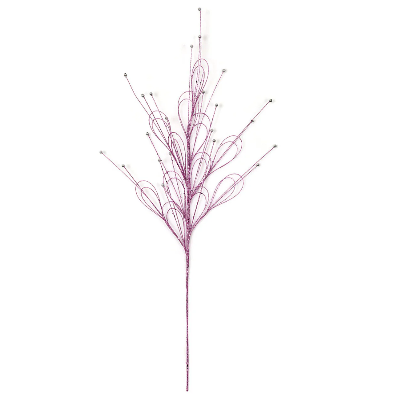 32" Glittered & Beaded Artificial Stem -Pink (Pack of 24)