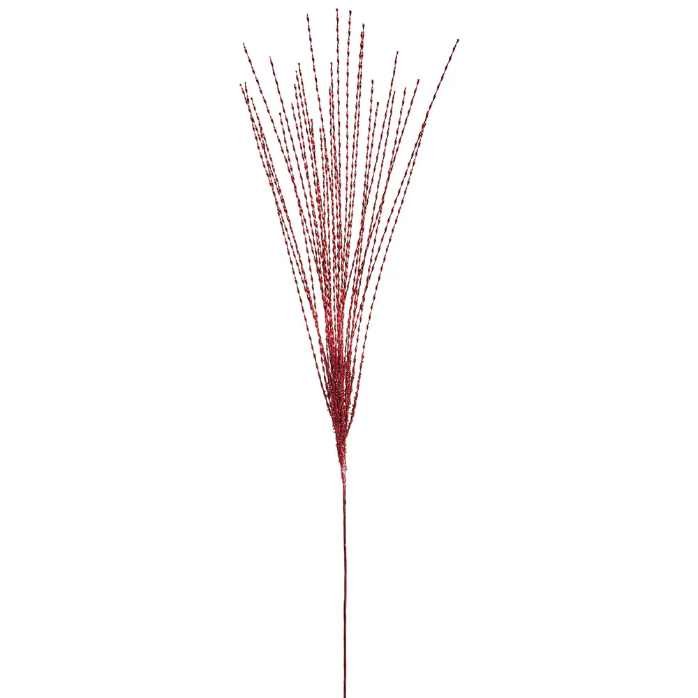 32" Glittered Tinsel Artificial Stem -Red (Pack of 24)