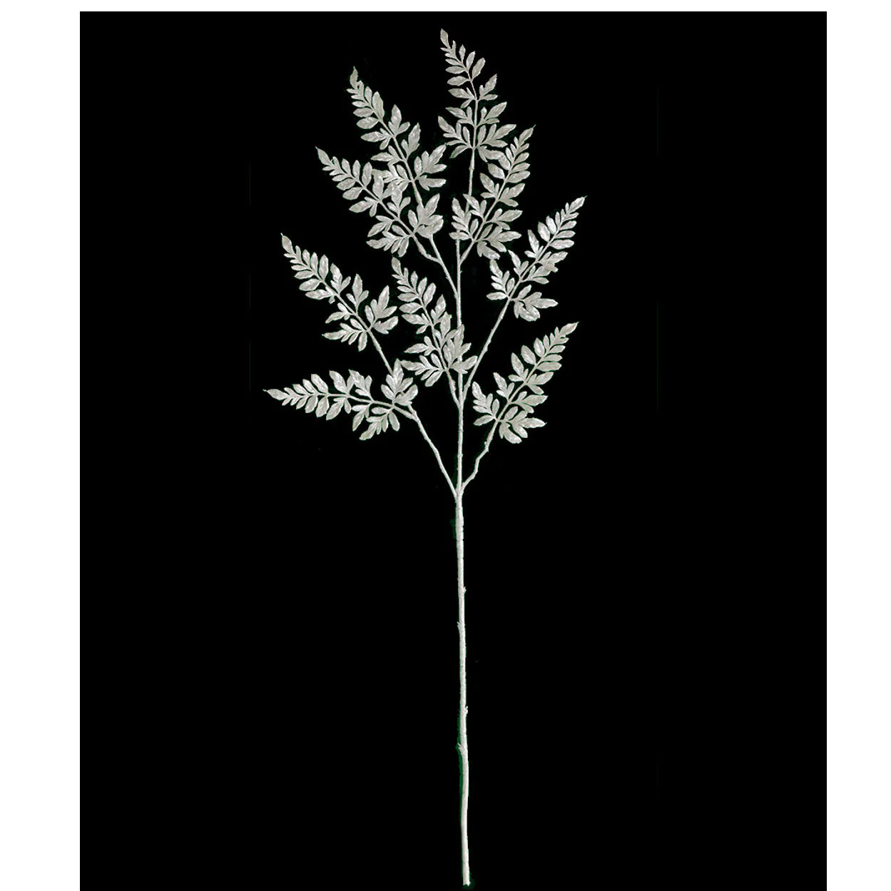 32" Metallic Artificial Fern Leaf Stem -Silver (Pack of 24)