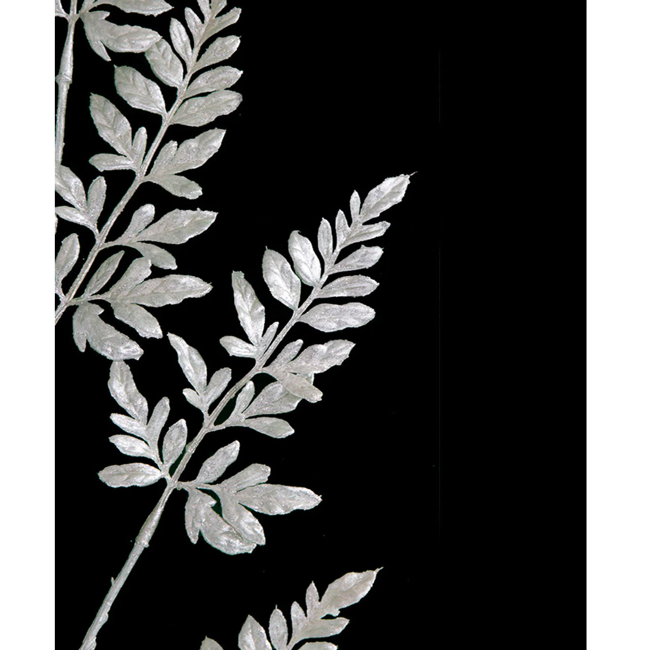 32" Metallic Artificial Fern Leaf Stem -Silver (Pack of 24) - Image 2