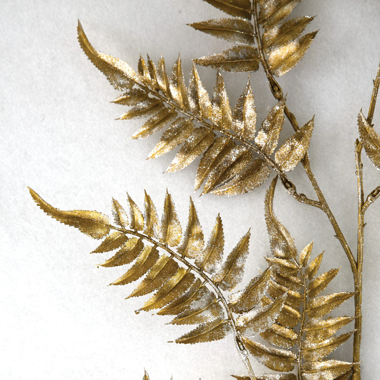 32" Metallic & Glittered Artificial Fern Leaf Stem -Gold (Pack of 24) - Image 2