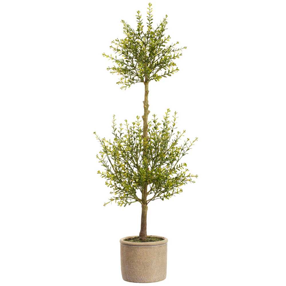 32" Myrtle Artificial Double Topiary w/Cement Pot -Green (Pack of 4)