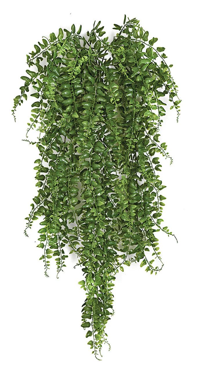32" Outdoor UV-Resistant Artificial Hanging Button Fern Plant -Green (Pack of 6) - Image 2