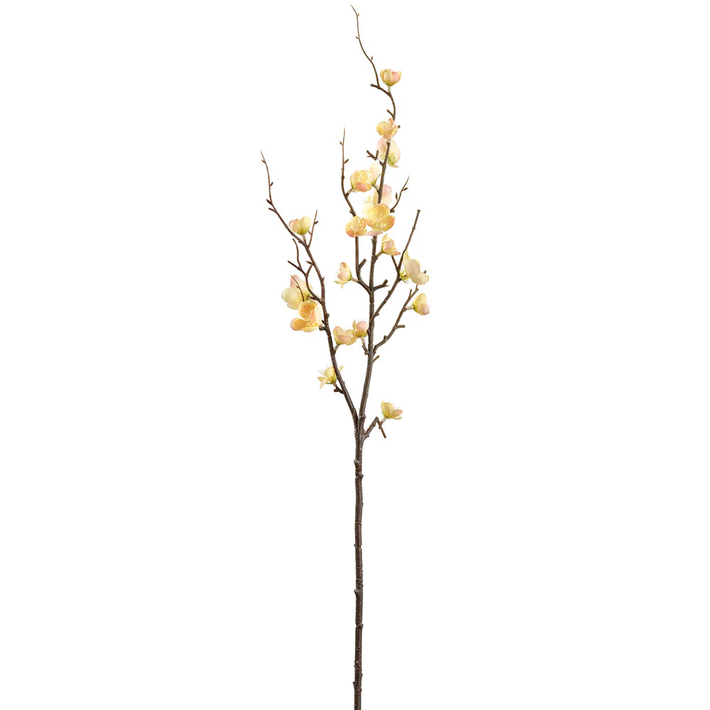 32" Quince Blossom Silk Flower Stem -Yellow/Peach (Pack of 12)