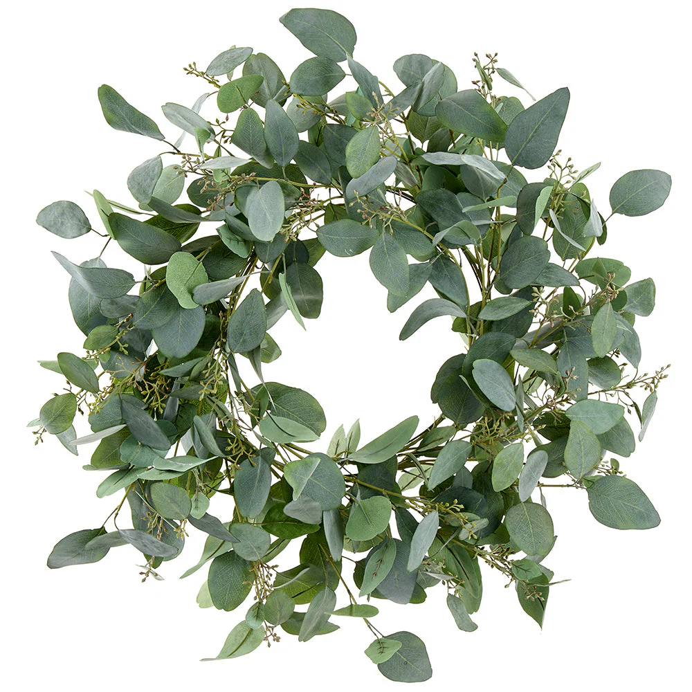 32" Seeded Eucalyptus Leaf Artificial Wreath -Green/Gray