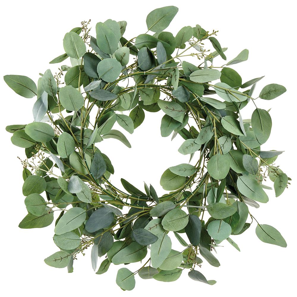 32" Seeded Eucalyptus Leaf Artificial Wreath -Green/Gray - Image 2