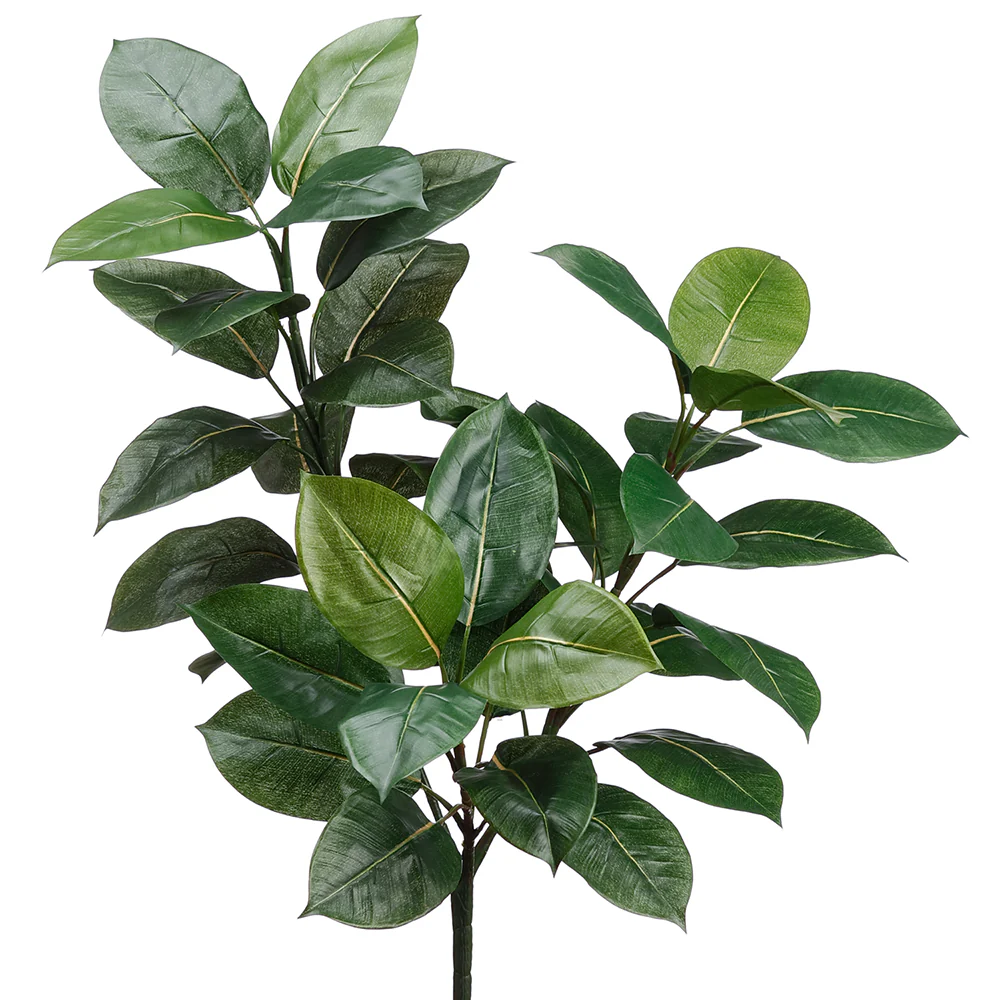 32" Silk Rubber Leaf Plant -40 Leaves -Green (Pack of 6)