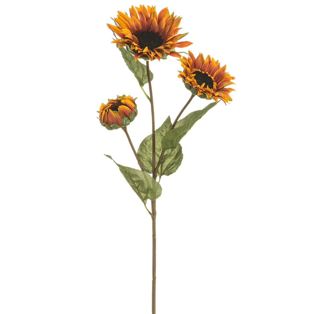 32" Silk Sunflower Flower Stem -Flame (Pack of 12)