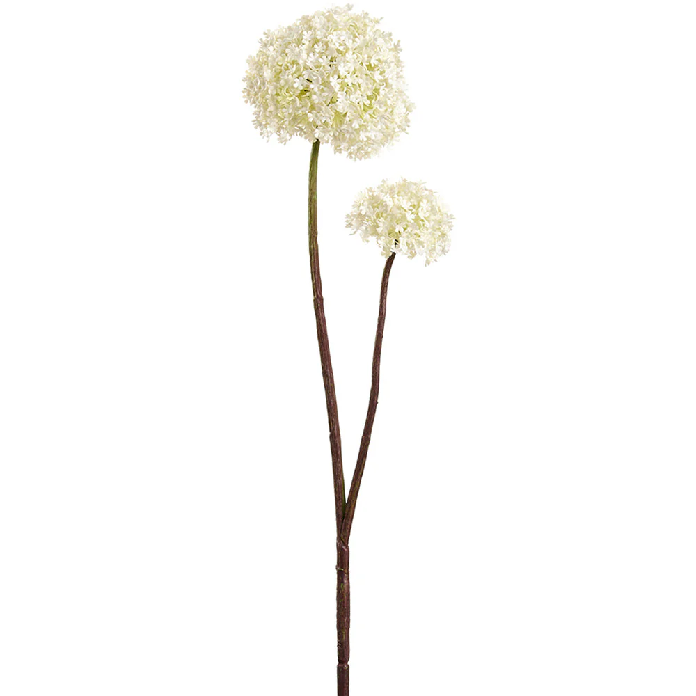 32" Snowball Silk Flower Stem -Cream (Pack of 12)