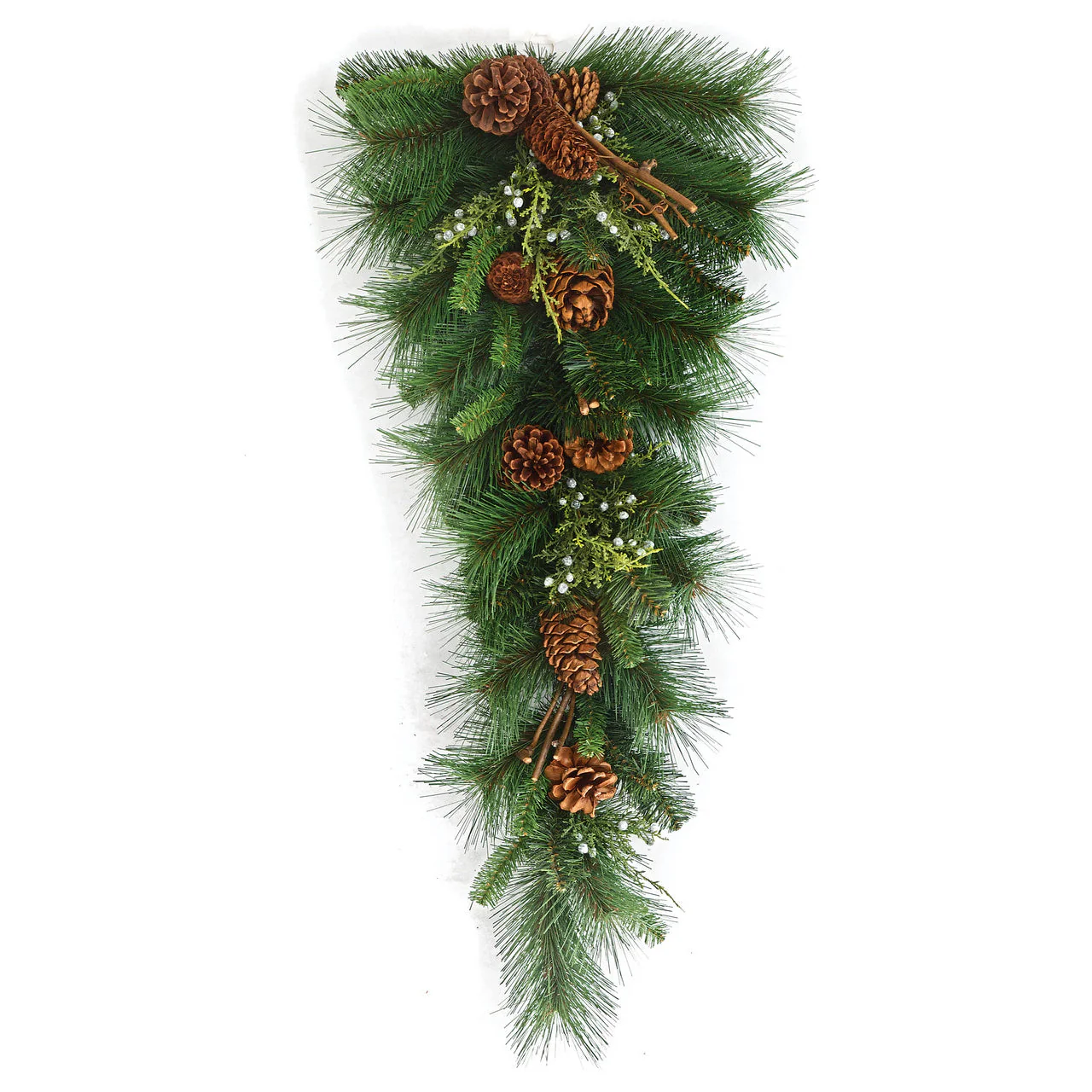 32" Sugar Pine & Pinecone Artificial Teardrop Swag -Green/Brown (Pack of 4)
