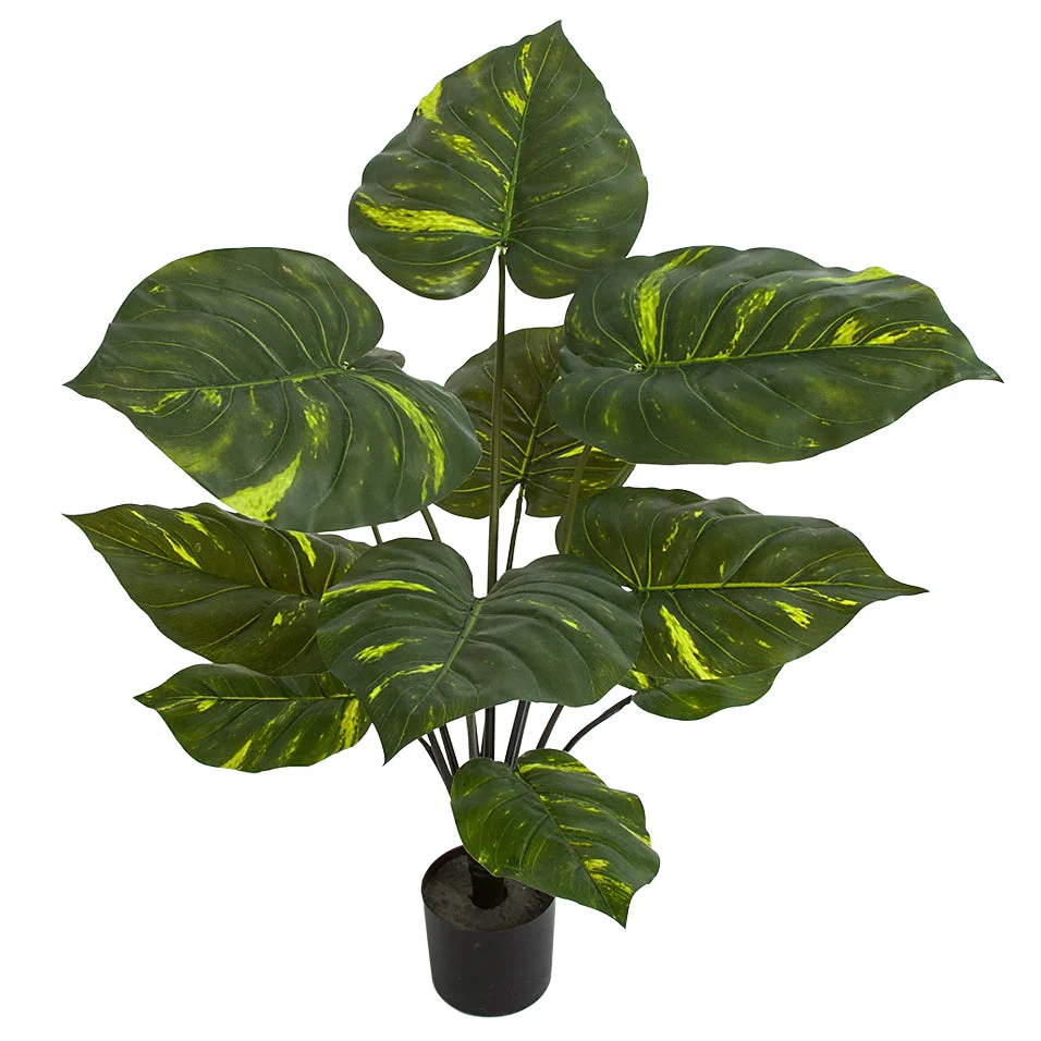 32" Variegated Pothos Leaf Silk Plant w/Pot -Green (Pack of 2) - Image 2