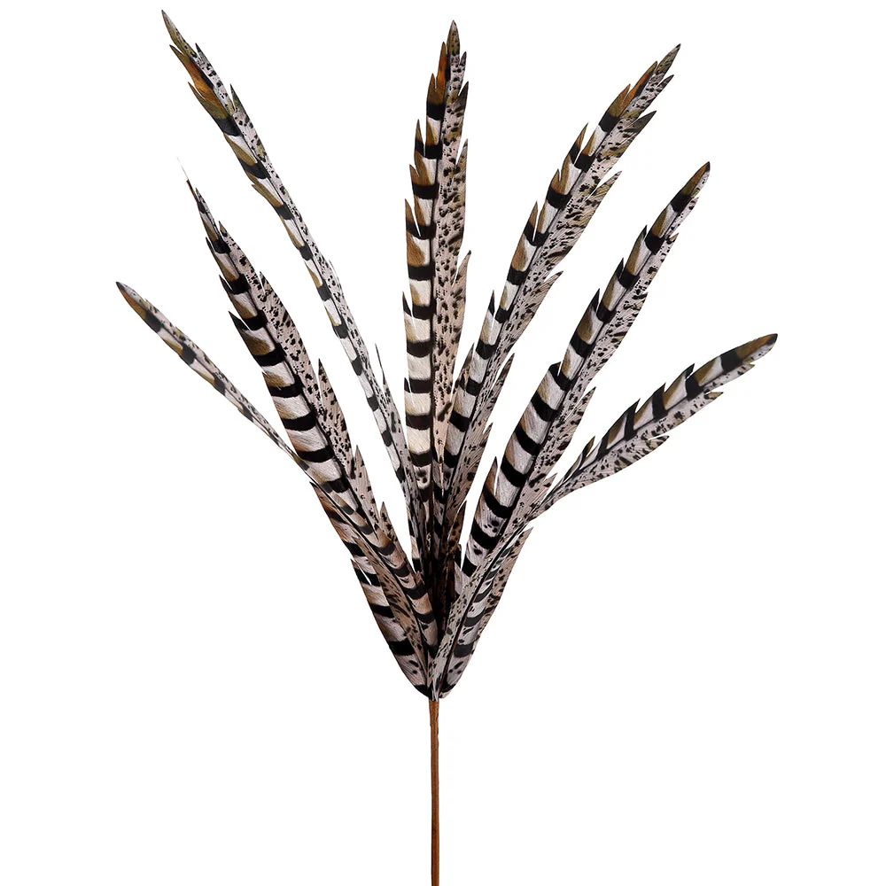 33" Artificial Pheasant Feather Stem -Brown/Black (Pack of 12)