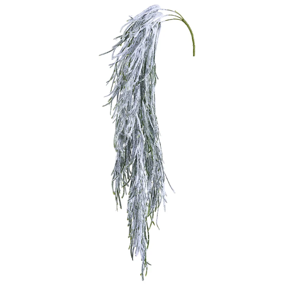 33" Flocked Artificial Hanging Grass Stem -White (Pack of 12)