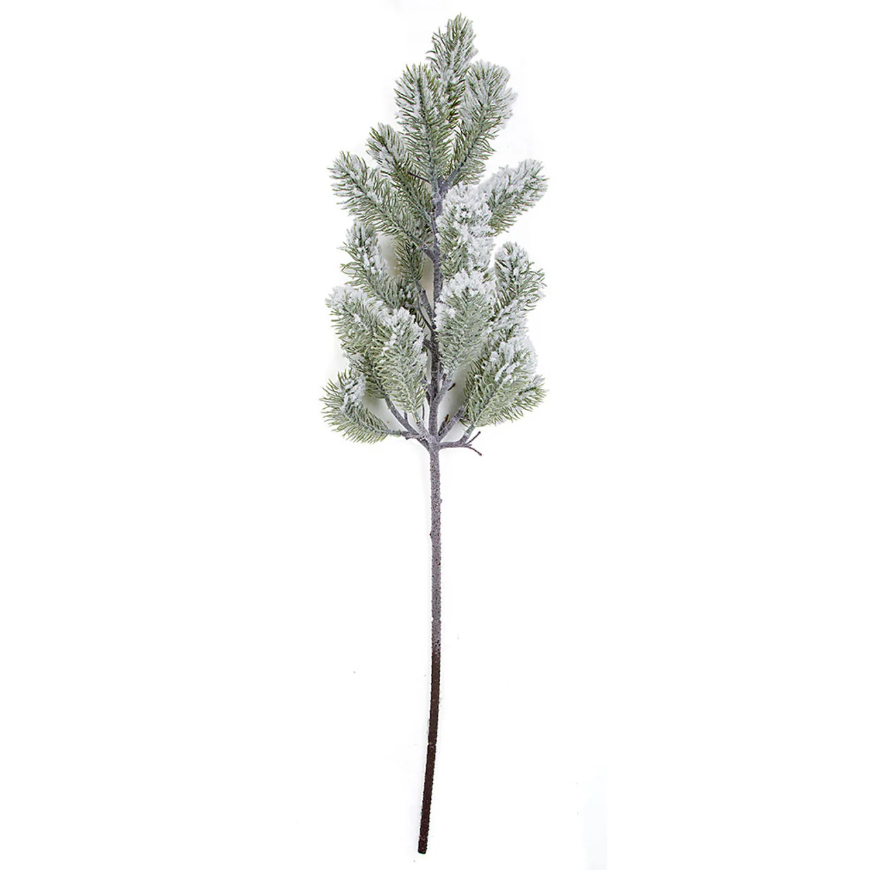 33" Flocked Pine Artificial Stem -Green/White (Pack of 6)