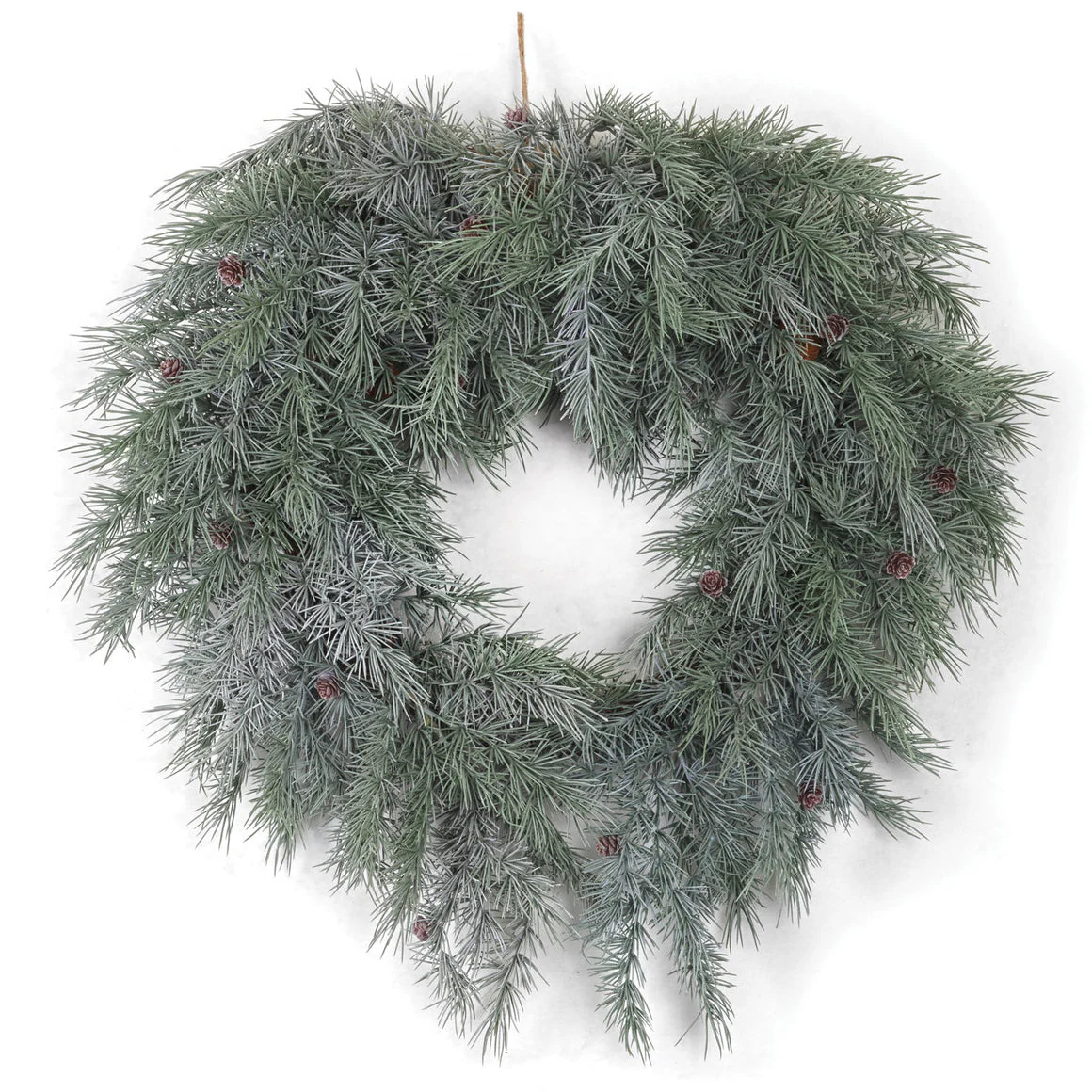 33" Frosted Artificial Blue Spruce & Pinecone Wreath -Gray/Blue (Pack of 2)