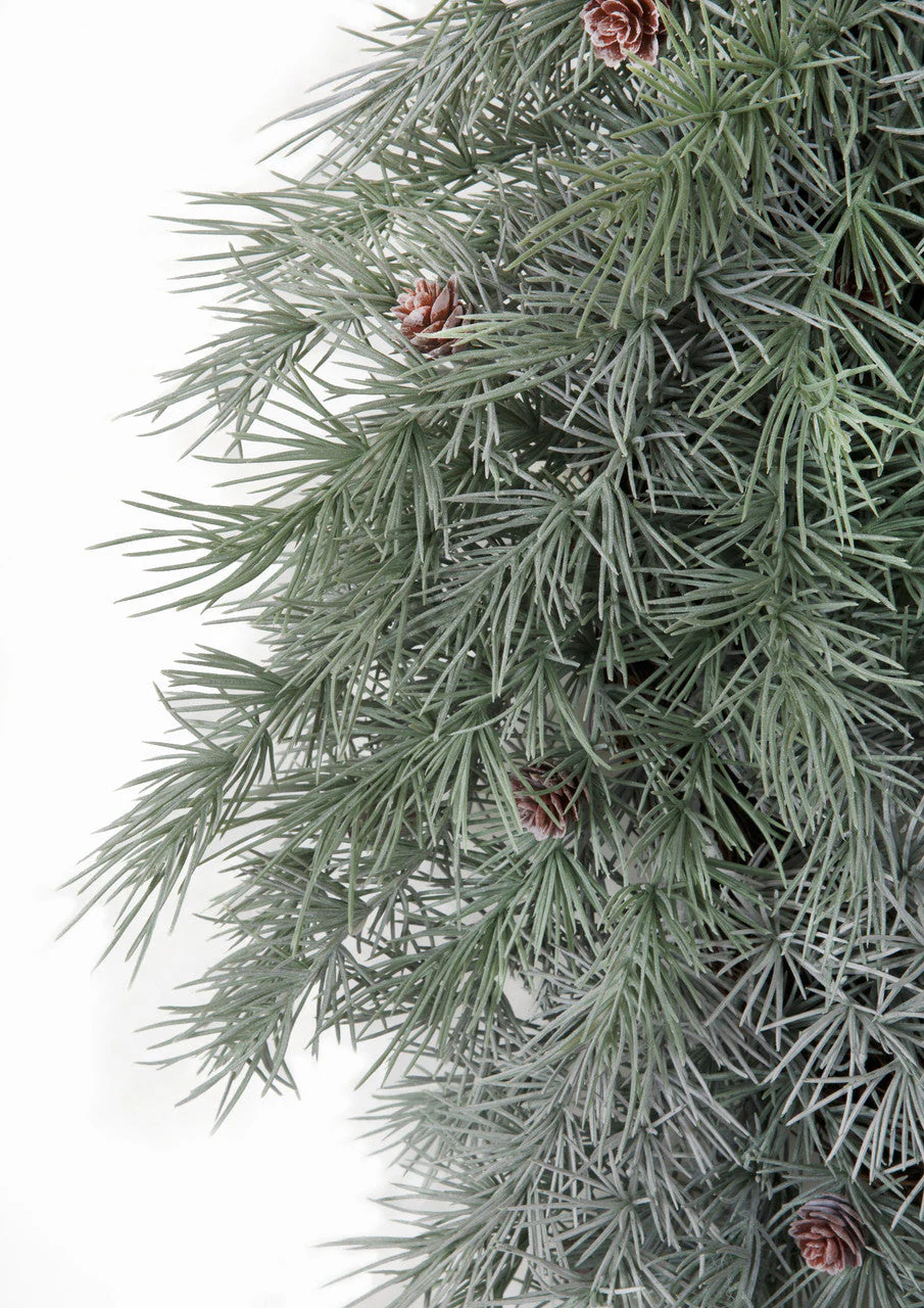 33" Frosted Artificial Blue Spruce & Pinecone Wreath -Gray/Blue (Pack of 2) - Image 2