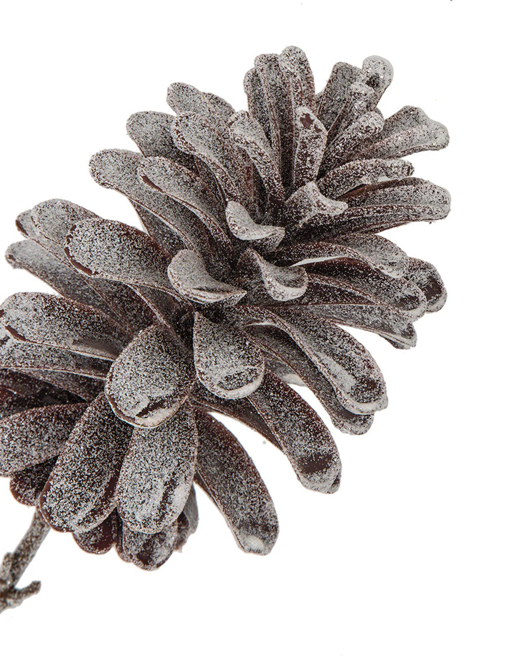 33" Frosted Glittered Artificial Pinecone Stem -Brown (Pack of 8) - Image 2