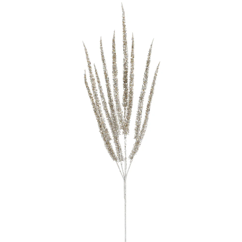 33" Glittered Artificial Amaranthus Flower Stem -Silver (Pack of 12)