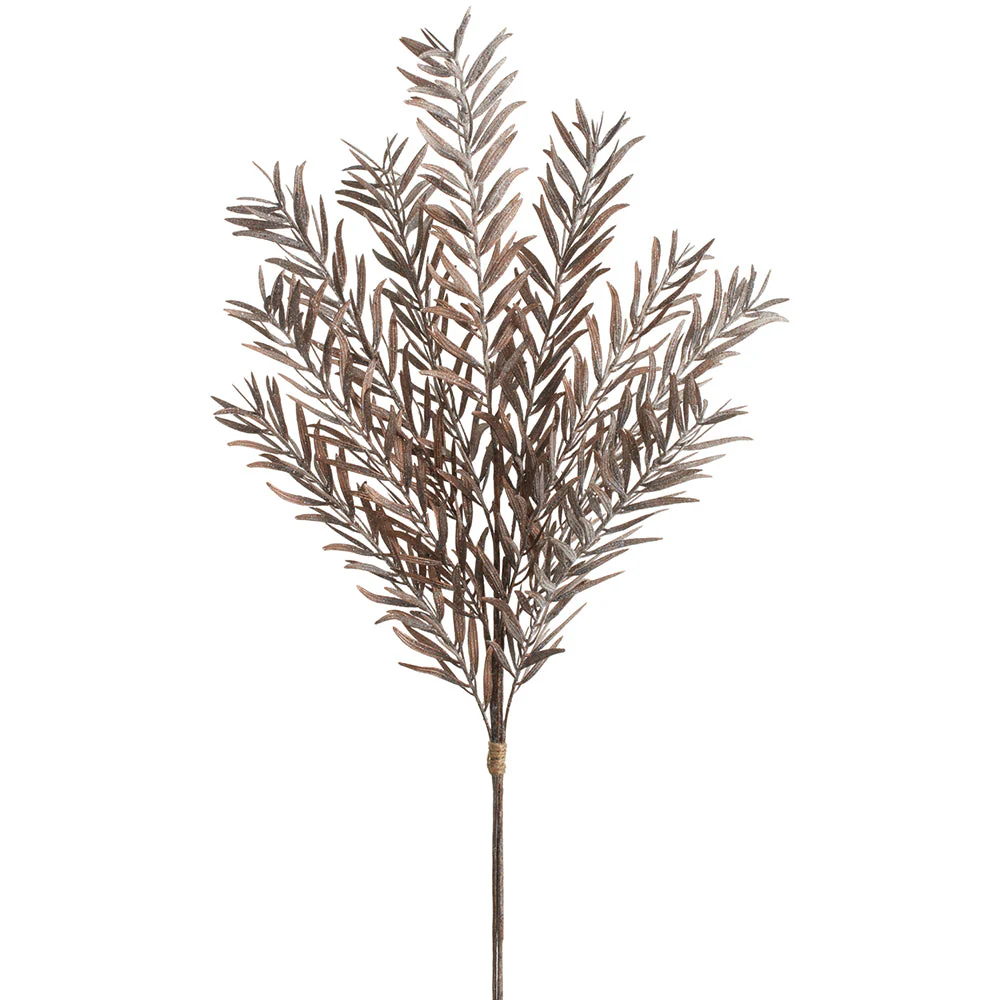 33" Glittered Artificial Yew Stem Bundle -Brown (Pack of 12)