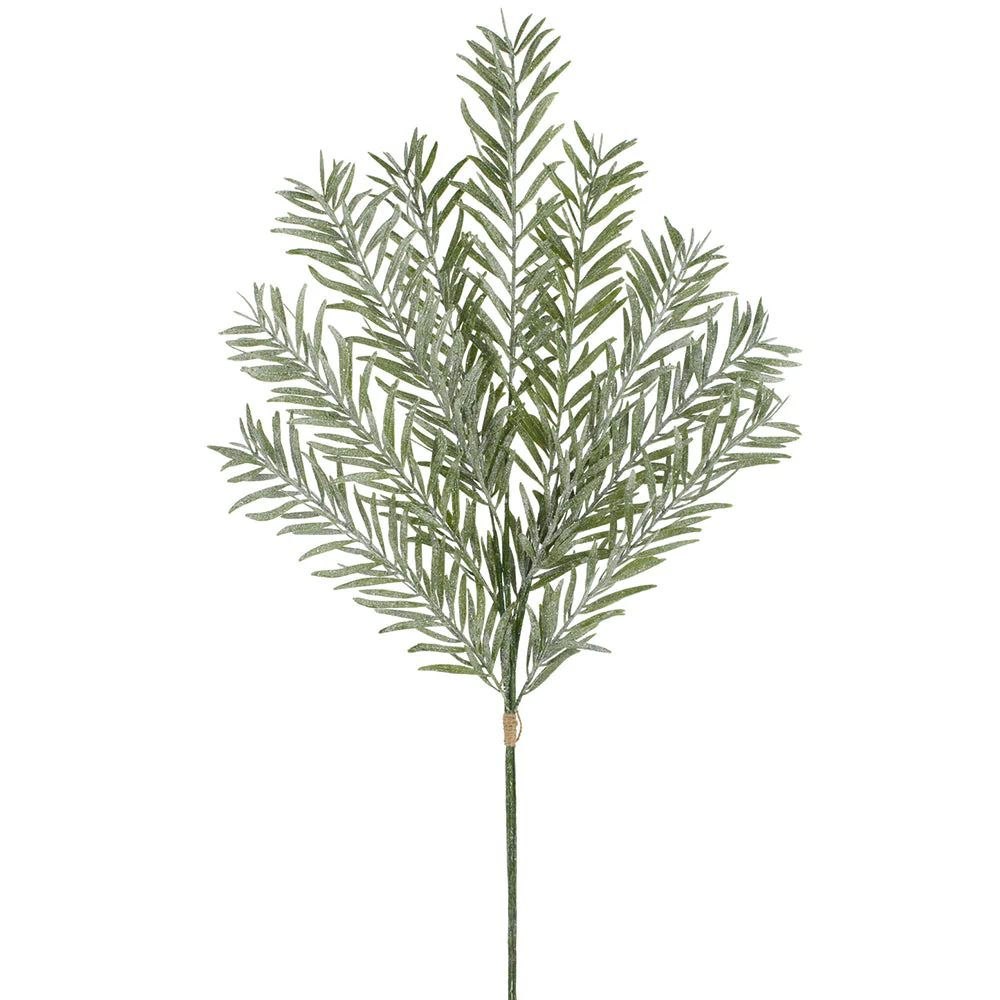 33" Glittered Artificial Yew Stem Bundle -Green (Pack of 12)