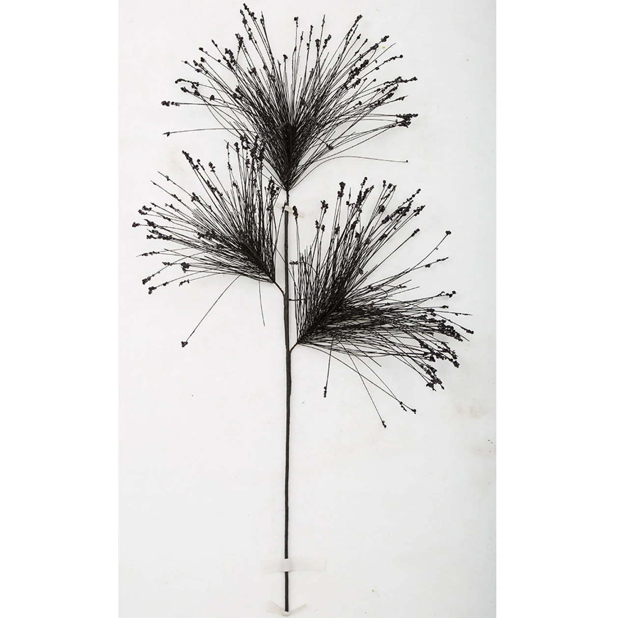 33" Glittered & Sequined Tips Artificial Needle Pine Stem -Black (Pack of 12)