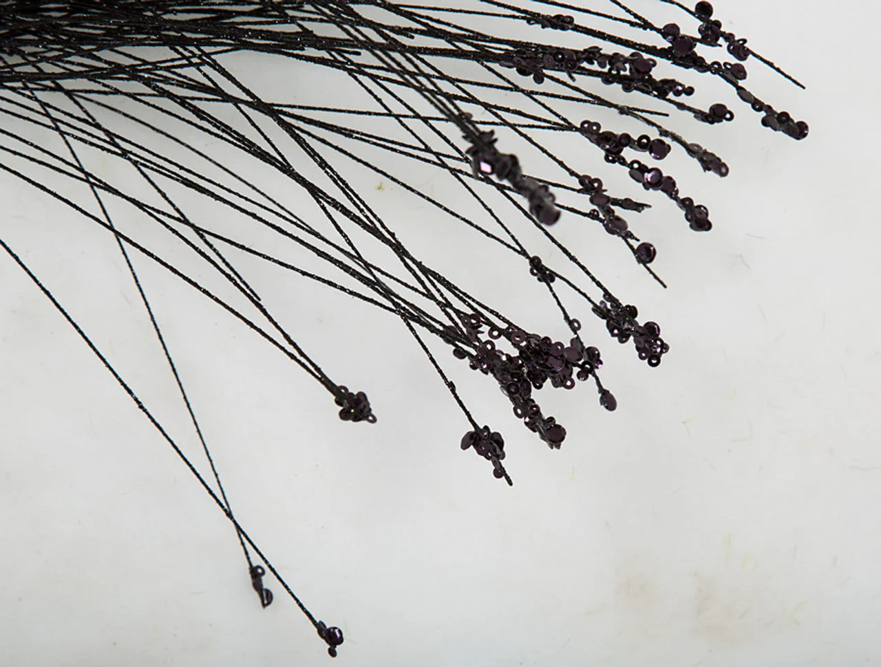 33" Glittered & Sequined Tips Artificial Needle Pine Stem -Black (Pack of 12) - Image 2
